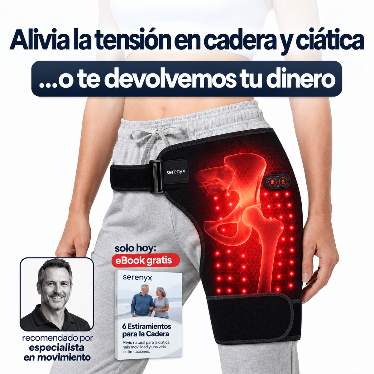 Serenyx™ — Dispositivo de Luz Roja e Infrarroja para Cadera